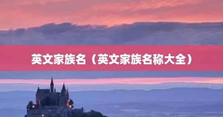 英文家族名（英文家族名称大全）