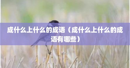 成什么上什么的成语（成什么上什么的成语有哪些）