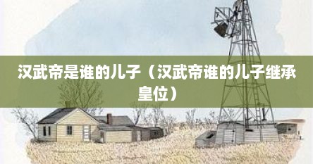 汉武帝是谁的儿子（汉武帝谁的儿子继承皇位）