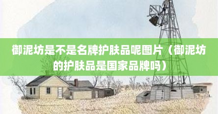 御泥坊是不是名牌护肤品呢图片（御泥坊的护肤品是国家品牌吗）