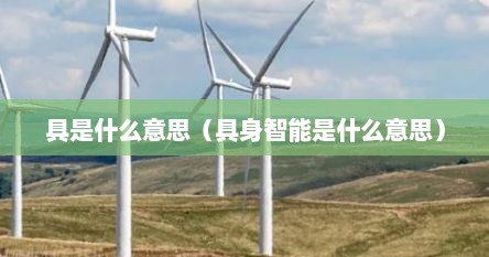 具是什么意思（具身智能是什么意思）
