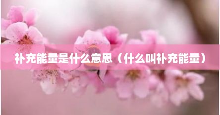补充能量是什么意思（什么叫补充能量）