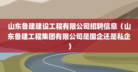 山东鲁建建设工程有限公司招聘信息（山东鲁建工程集团有限公司是国企还是私企）