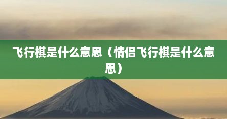 飞行棋是什么意思（情侣飞行棋是什么意思）