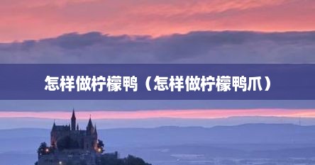 怎样做柠檬鸭（怎样做柠檬鸭爪）