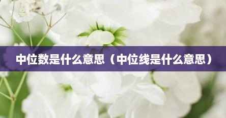 中位数是什么意思（中位线是什么意思）