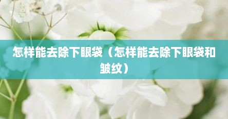 怎样能去除下眼袋（怎样能去除下眼袋和皱纹）
