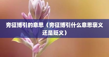 旁征博引的意思（旁征博引什么意思褒义还是贬义）