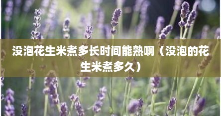 没泡花生米煮多长时间能熟啊（没泡的花生米煮多久）