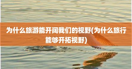 为什么旅游能开阔我们的视野(为什么旅行能够开拓视野)