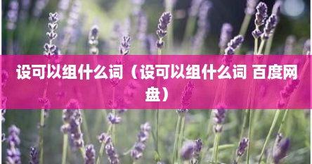 设可以组什么词语有哪些（设可以组什么词和拼音）