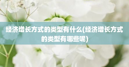 经济增长方式的类型有什么(经济增长方式的类型有哪些呢)
