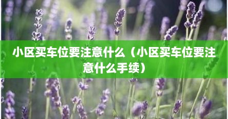 小区买车位要注意什么（小区买车位要注意什么手续）