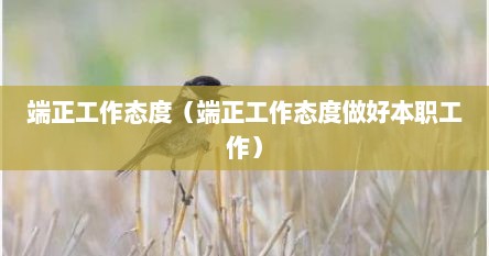 端正态度工作作风（端正态度干好自己的本职工作）