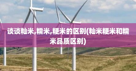 谈谈籼米,糯米,粳米的区别(籼米粳米和糯米品质区别)