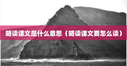 略读课文中的略读是什么意思（略读应该怎么读）