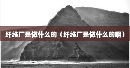 纤维厂是做什么的（纤维厂是做什么的啊）