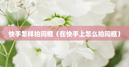 快手怎样拍同框（在快手上怎么拍同框）