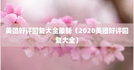 美团好评回复大全最新（2020美团好评回复大全）