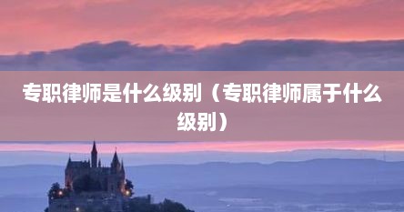 专职律师是什么级别（专职律师属于什么级别）