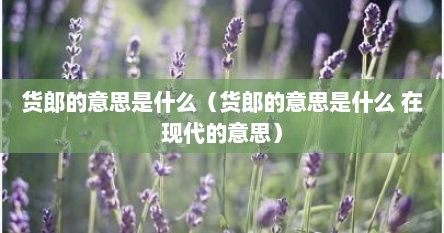 货郎的意思是什么（货郎的意思是什么 在现代的意思）