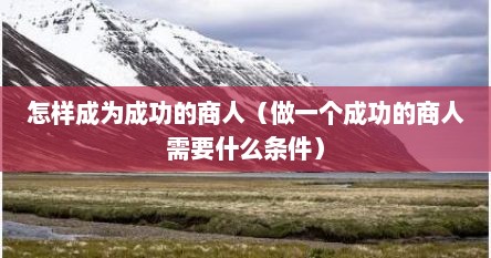 怎样成为成功的商人(做一个成功的商人需要什么条件)