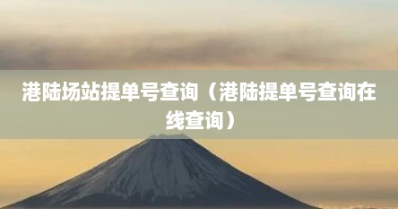 港陆场站提单号查询（港陆提单号查询在线查询）