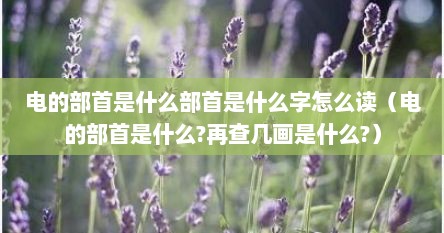 电的部首是什么部首是什么字怎么读（电的部首是什么?再查几画是什么?）