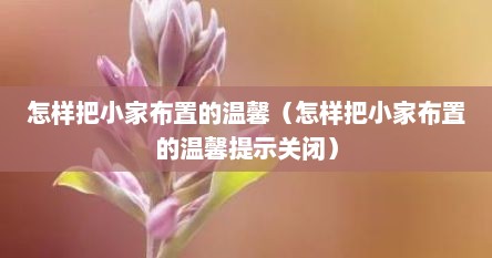 怎样把小家布置的温馨（怎样把小家布置的温馨提示关闭）