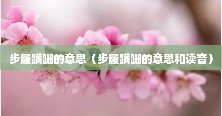 步履蹒跚的意思（步履蹒跚的意思和读音）