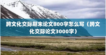 跨文化交际期末论文800字怎么写（跨文化交际论文3000字）