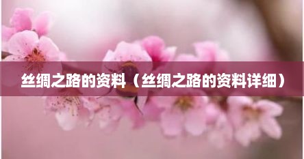 丝绸之路的资料（丝绸之路的资料详细）