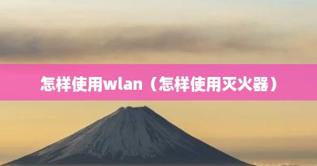 怎样使用wlan（怎样使用灭火器）