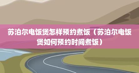 苏泊尔电饭煲怎样预约煮饭（苏泊尔电饭煲如何预约时间煮饭）