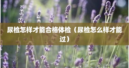 尿检怎样才能合格体检（尿检怎么样才能过）