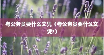 考公务员要什么文凭（考公务员要什么文凭?）