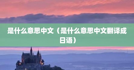 是什么意思中文（是什么意思中文翻译成日语）