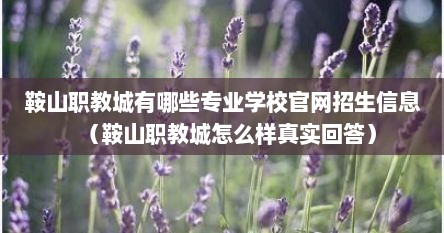 鞍山职教城有哪些专业学校官网招生信息（鞍山职教城怎么样真实回答）