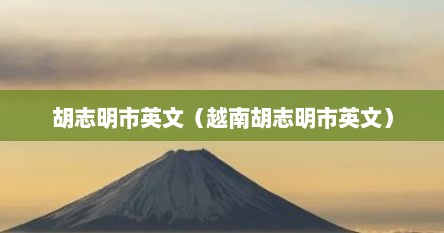 胡志明市英文（越南胡志明市英文）