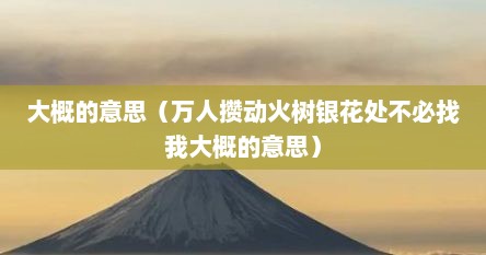 大概的意思（万人攒动火树银花处不必找我大概的意思）