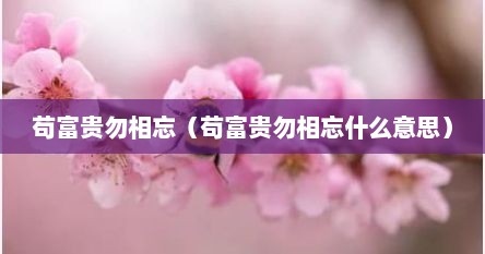 苟富贵勿相忘（苟富贵勿相忘什么意思）
