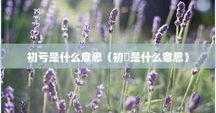 初亏是什么意思（初弎是什么意思）