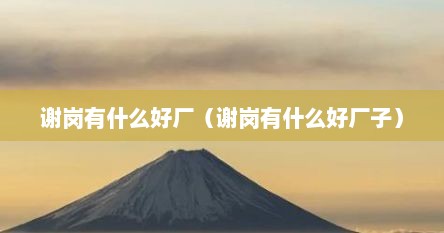 谢岗有什么好厂（谢岗有什么好厂子）