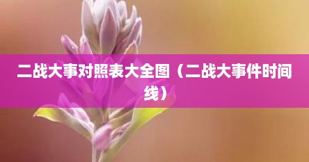 二战大事对照表大全图（二战大事件时间线）