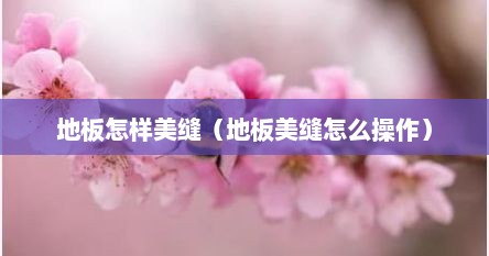 地板怎样美缝（地板美缝怎么操作）