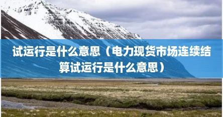 试运行是什么意思（电力现货市场连续结算试运行是什么意思）