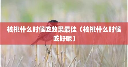 核桃什么时候吃效果最佳（核桃什么时候吃好呢）