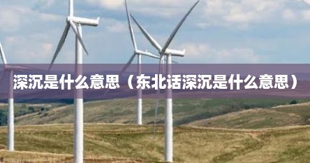 深沉是什么意思（东北话深沉是什么意思）
