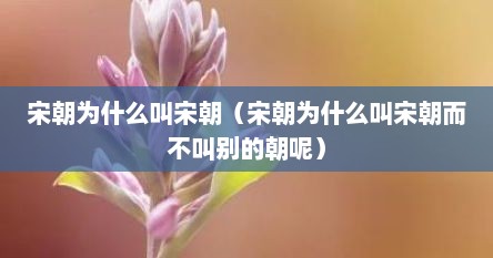宋朝为什么叫宋朝（宋朝为什么叫宋朝而不叫别的朝呢）