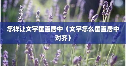怎样让文字垂直居中（文字怎么垂直居中对齐）